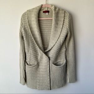 Left on Houston Cream Chunky Knit Sweater Cardigan Zipper Detail Size XS